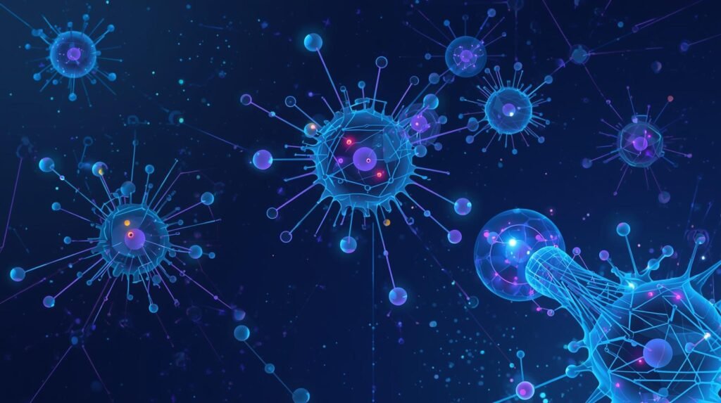 Visual representation of AI models using neural networks and machine learning concepts
