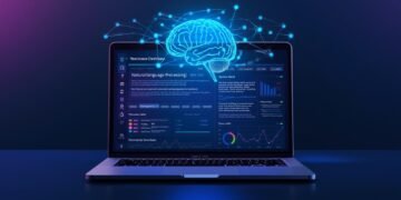 AI text analysis visualizing natural language processing and data-driven insights