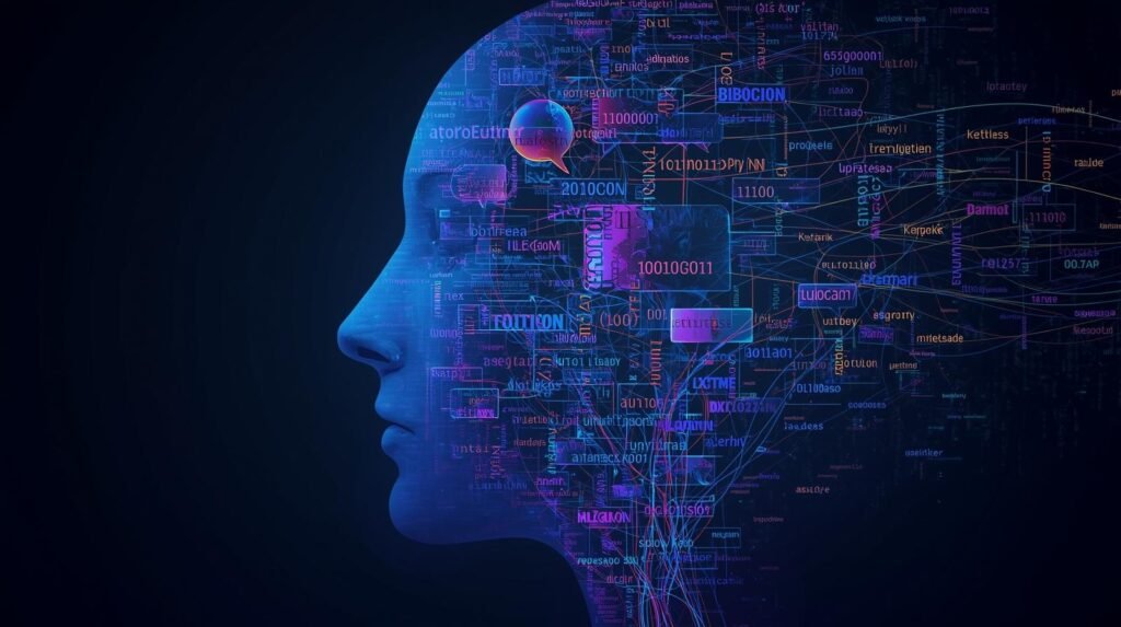 Visualization of human speech transforming into data inside a neural network