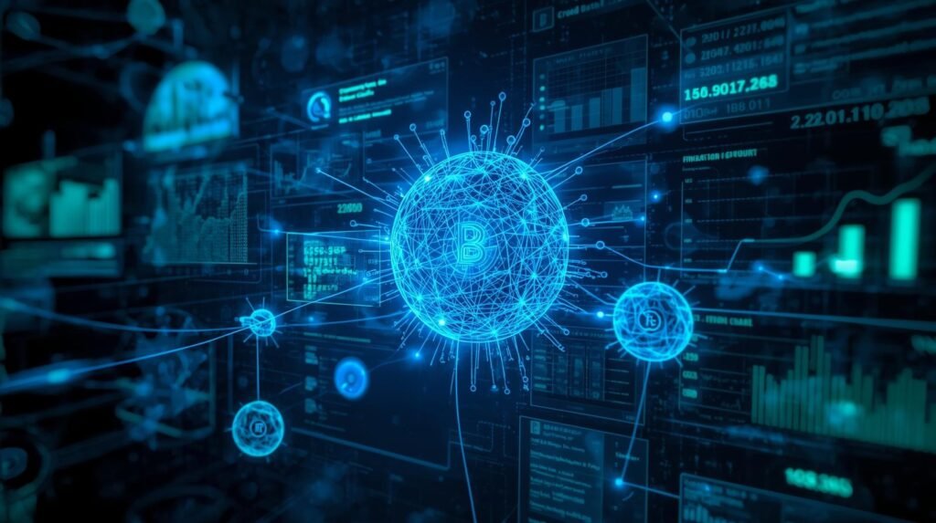 Machine learning credit model improving scoring accuracy through data training.
