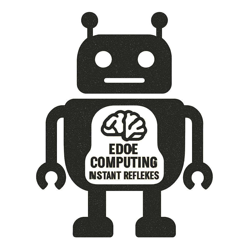 Illustration of a robot representing edge computing with instant reflexes and local intelligence.