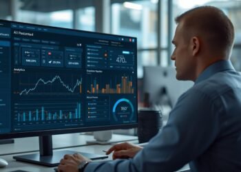 Professional working on RegTech AI for financial compliance dashboard with real-time risk monitoring system.